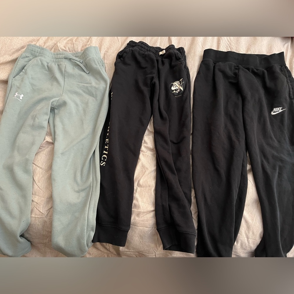 3 piece bundle size L Nike (2) UnderArmour (1) girls sweatpants